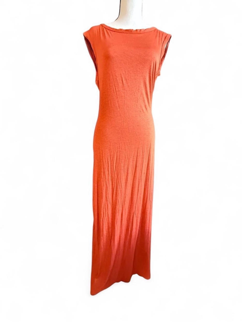 Soprano Burnt Orange Open Back Maxi Dress Large Casual Summer Vacation Knit
